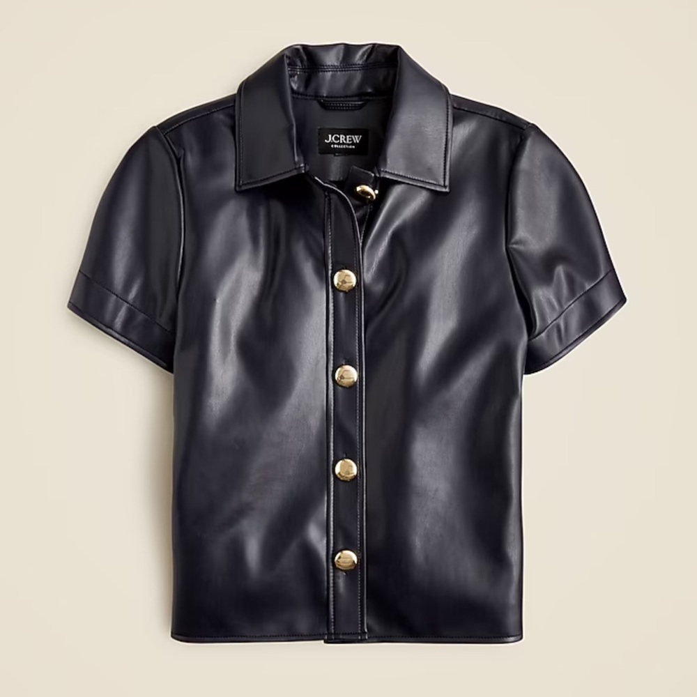 J.Crew collection Gamine vegan leather shirt size 10 NWT